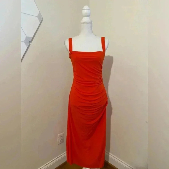 Helmut Lang Ruched Stretch Jersey Midi Dress Size Large NWT - Picture 2 of 11